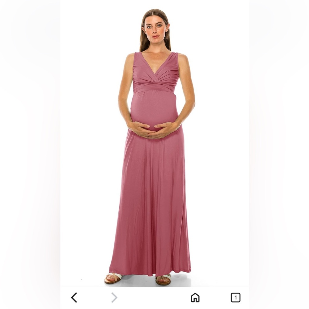 Beachcoco Women’s Maternity Maxi Dress – V Neck Sleeveless - Picture 6 of 6